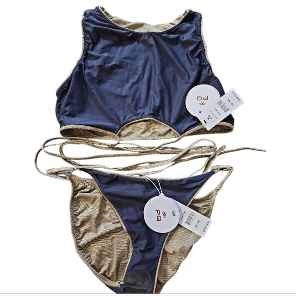 NWT PQ Swim Women's Bikini 2 Piece Gold Swimsuit Sz M - Picture 14 of 16